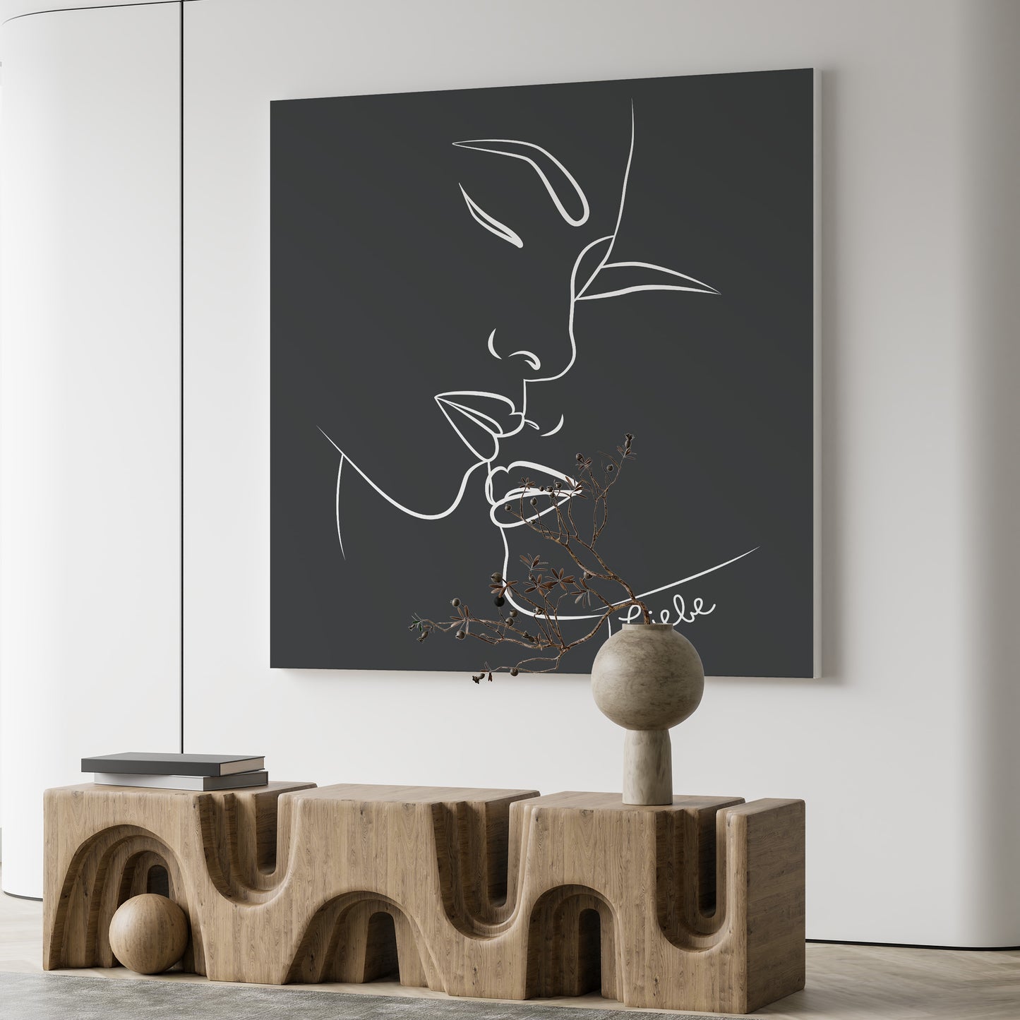 Liebe Line Art | Leinwandbild Minimal Portrait