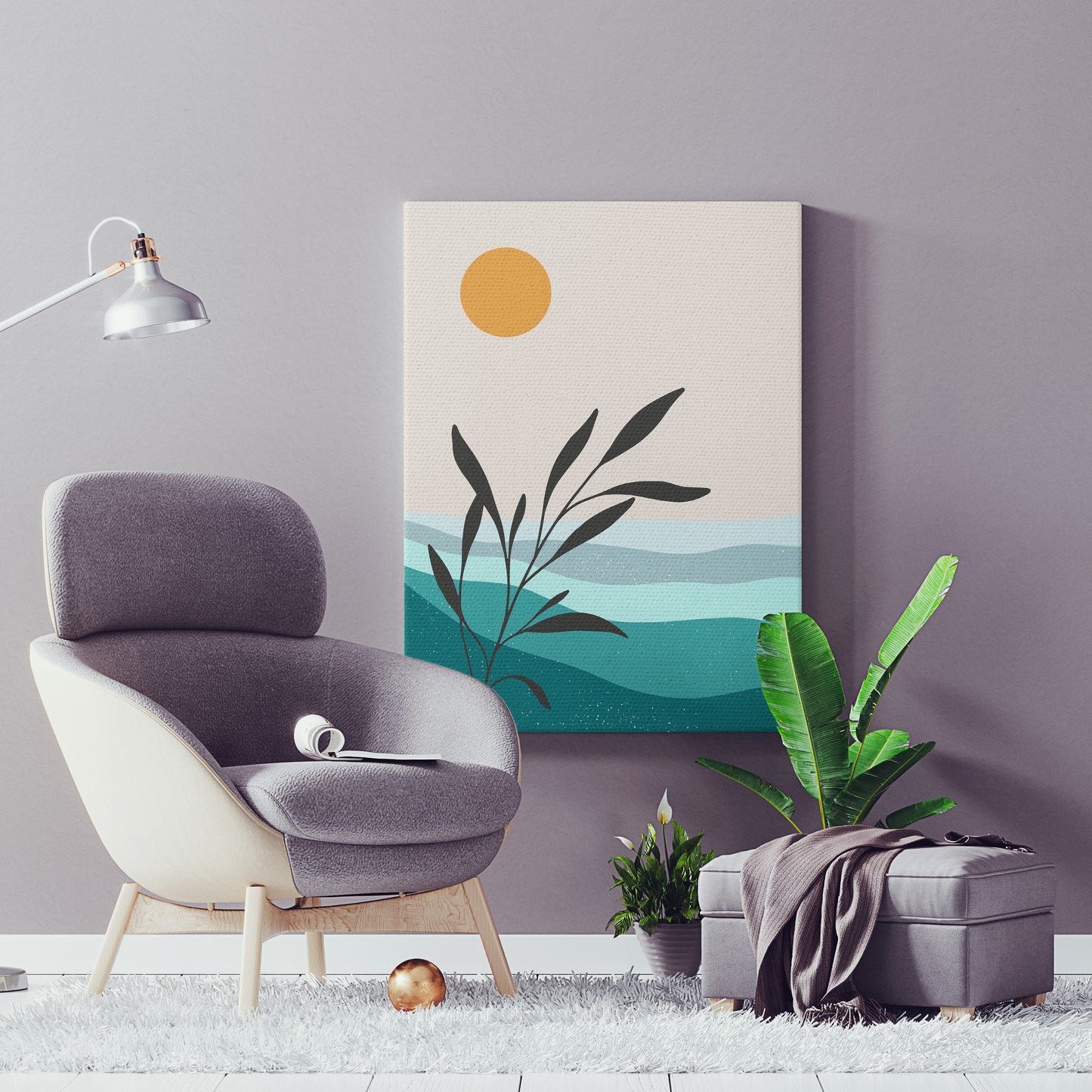 Golden Calm Nature | Leinwandbild Minimal Landscape