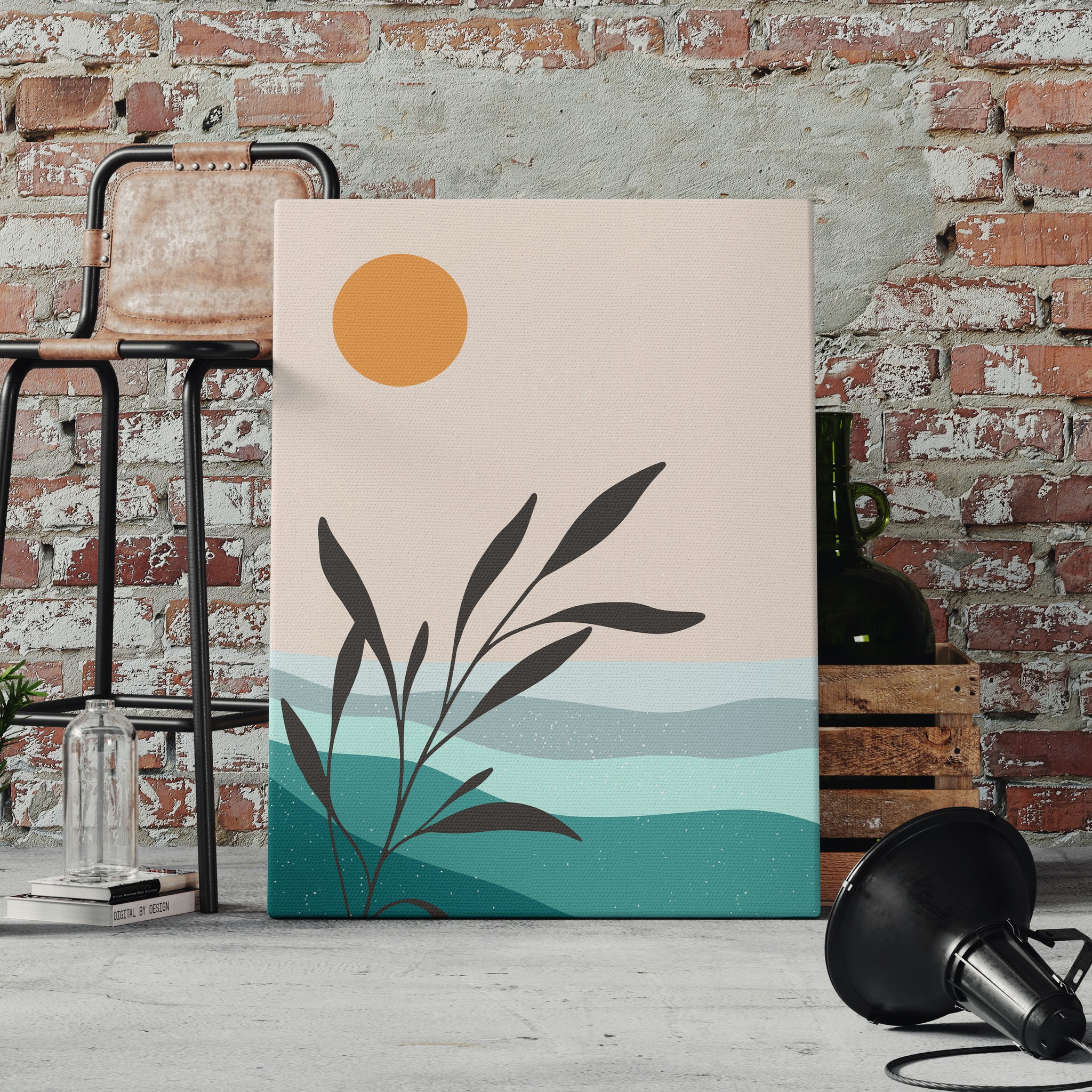 Golden Calm Nature | Leinwandbild Minimal Landscape