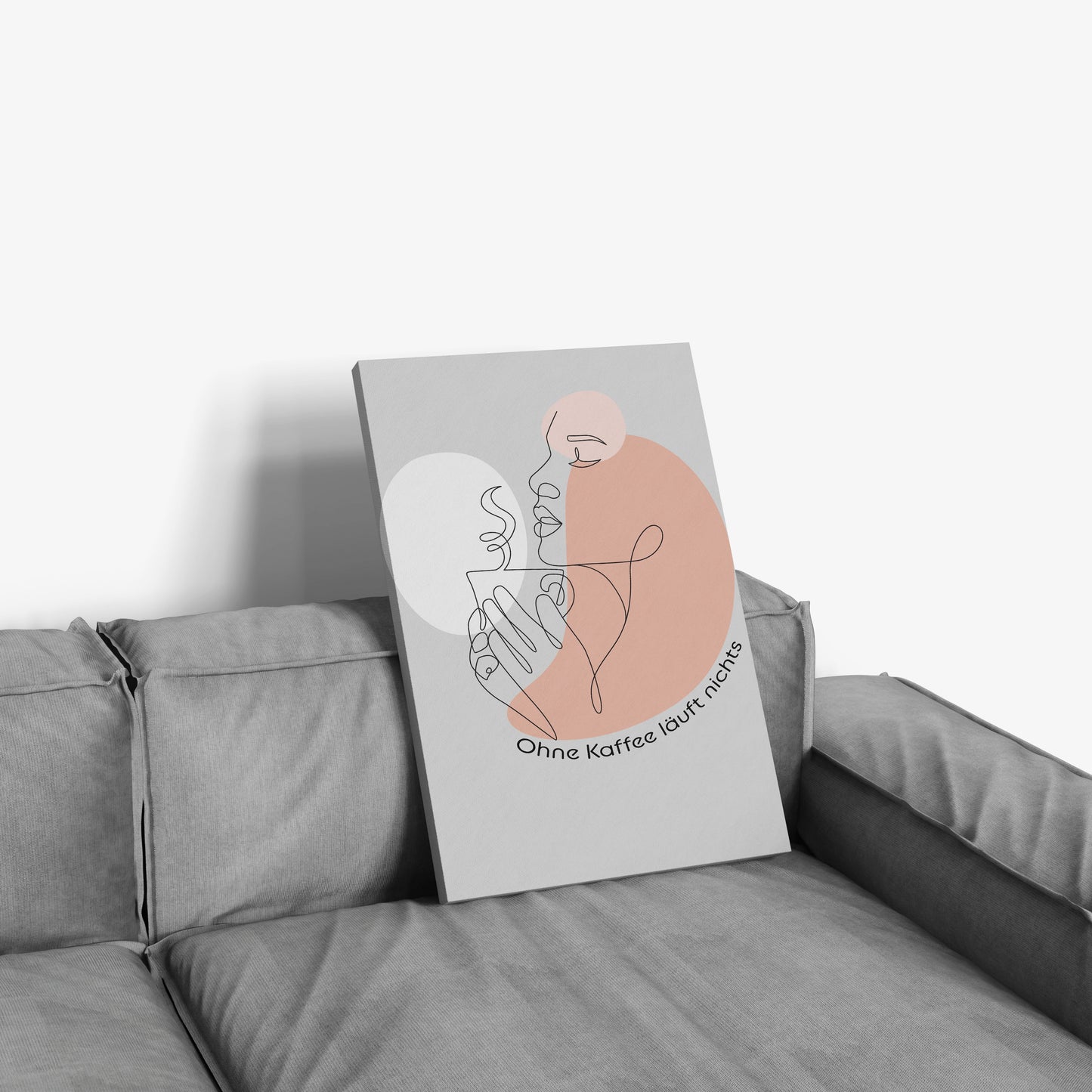 Ohne Kaffee läuft nichts | Leinwandbild Coffee Line Art