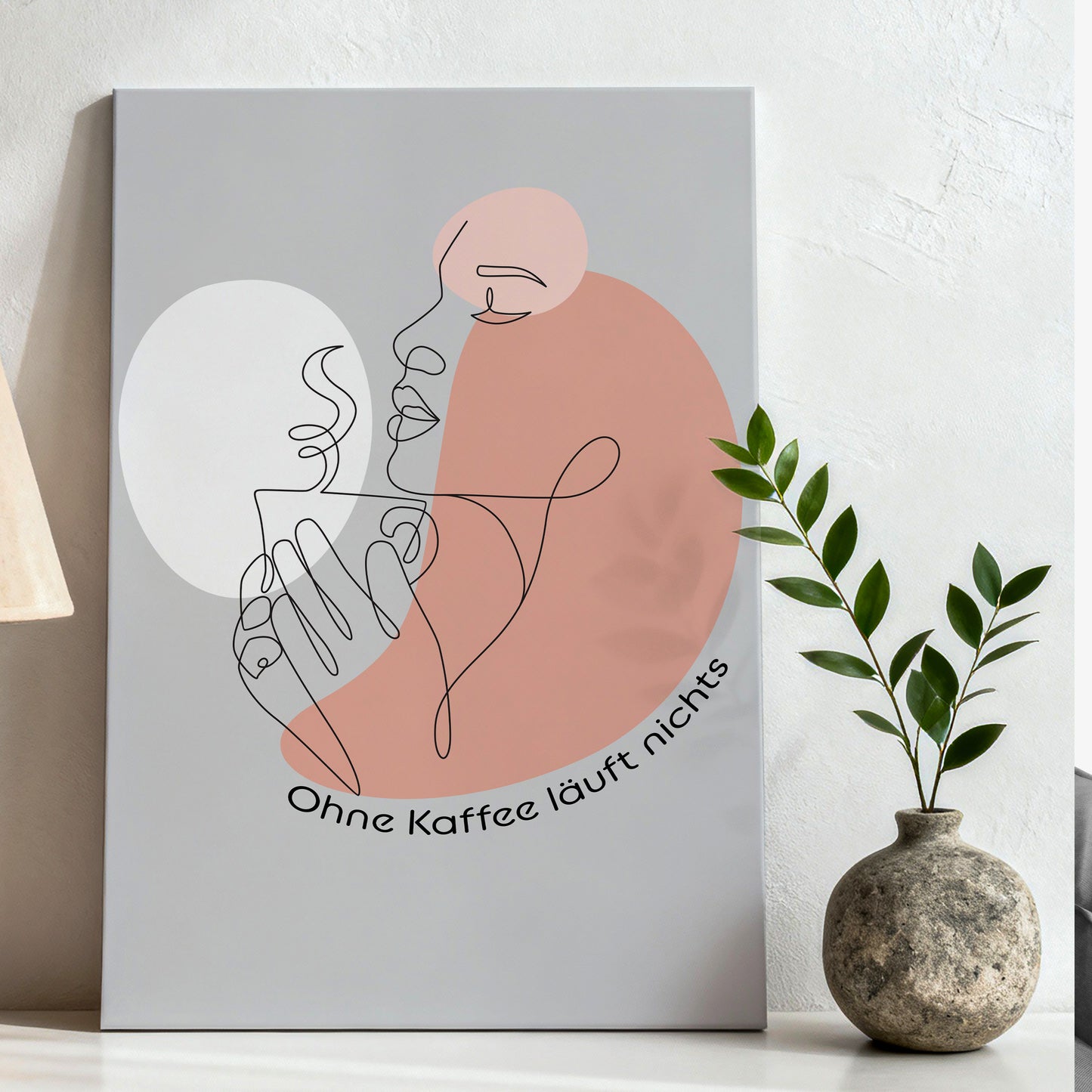 Ohne Kaffee läuft nichts | Leinwandbild Coffee Line Art