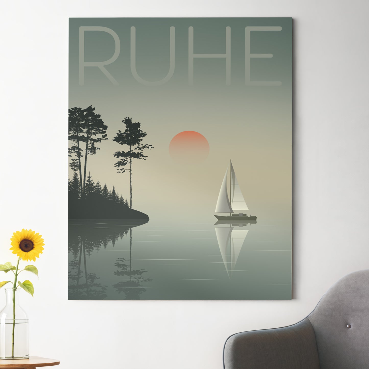 Stille Ruhe am See | Leinwandbild Minimal Landschaft