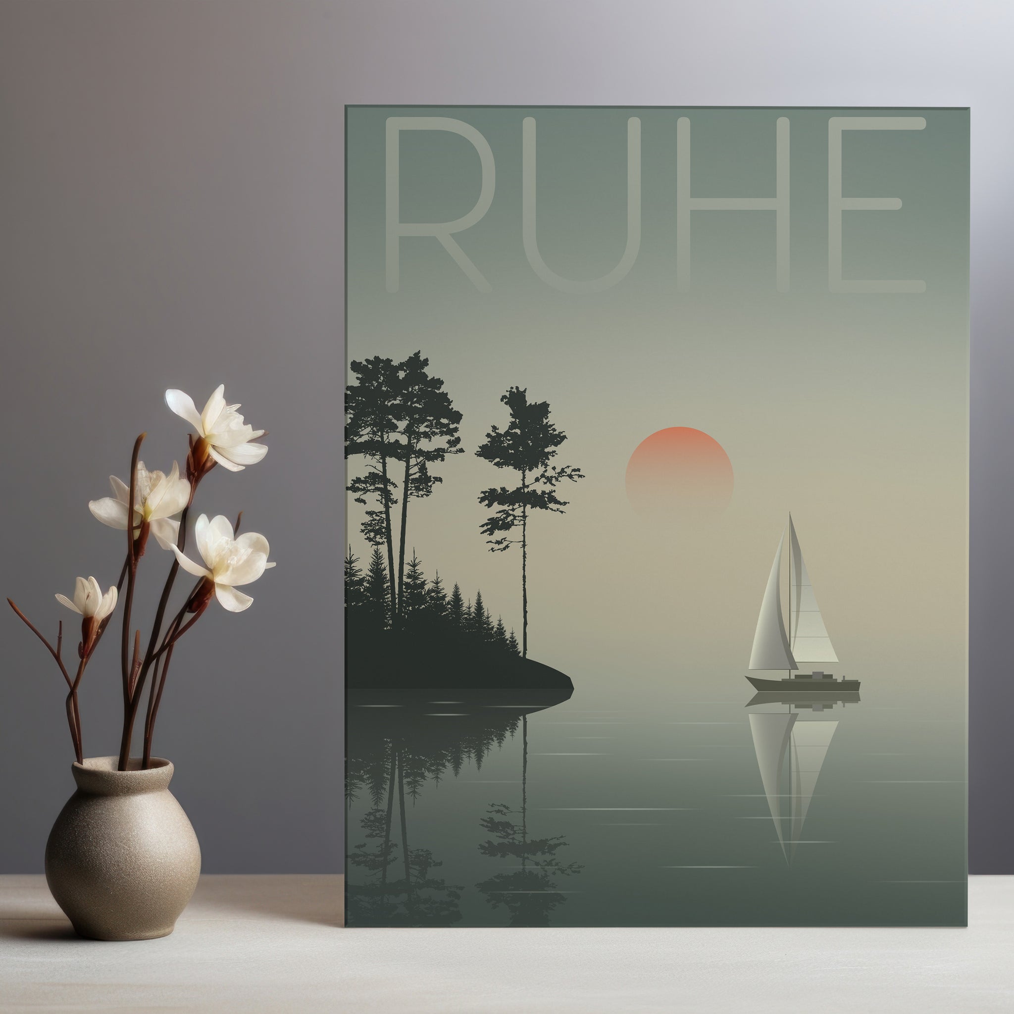 Stille Ruhe am See | Leinwandbild Minimal Landschaft