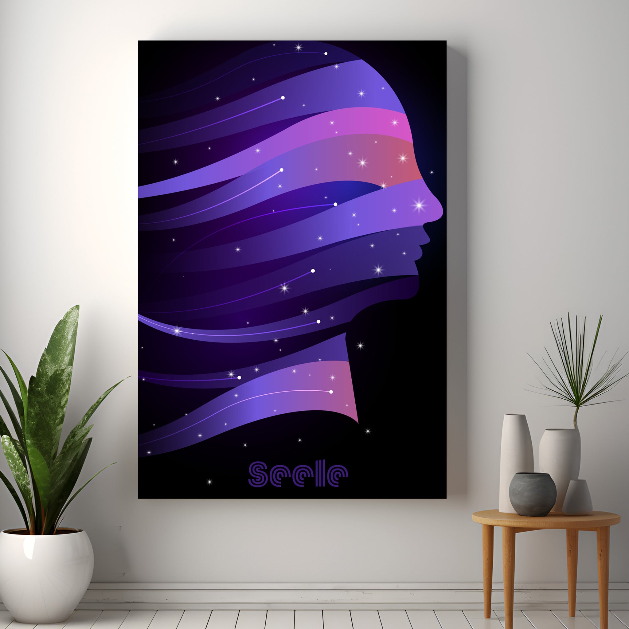 Kosmische Seele Silhouette | Leinwandbild Spirituelle Kunst